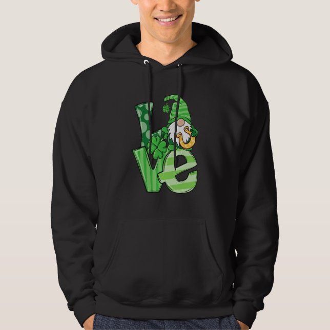 St Patrick's Day Love Gnomes Shamrock Horseshoe Ir Hoodie (Vorderseite)