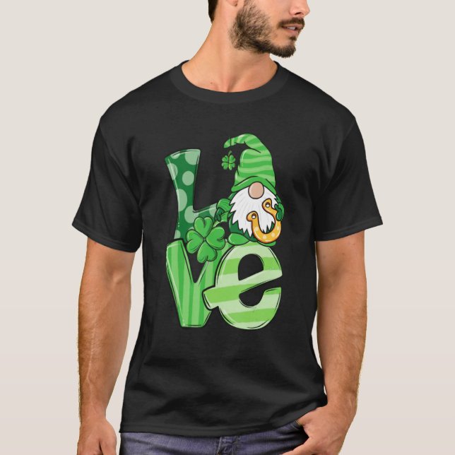 St Patrick's Day Love Gnomes Shamrock Horseshoe Ir T-Shirt (Vorderseite)