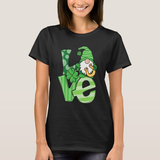 St Patrick's Day Love Gnomes Shamrock Horseshoe Ir T-Shirt (Vorderseite)