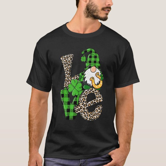 St Patrick's Day Love Gnomes Shamrock Horseshoe Ir T-Shirt (Vorderseite)