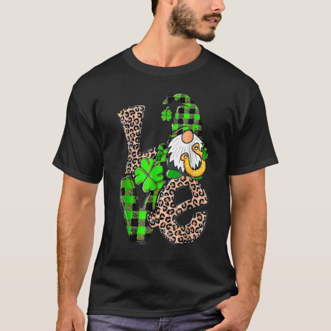 St Patrick's Day Love Gnomes Shamrock Horseshoe Ir T-Shirt (Vorderseite)