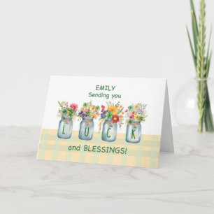 St. Patricks Day Luck and Segen Wildblumen in Karte