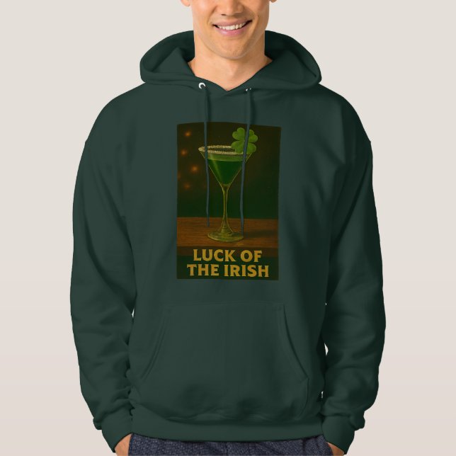 St. Patrick's Day Luck Of The Irish Clover Martini Hoodie (Vorderseite)