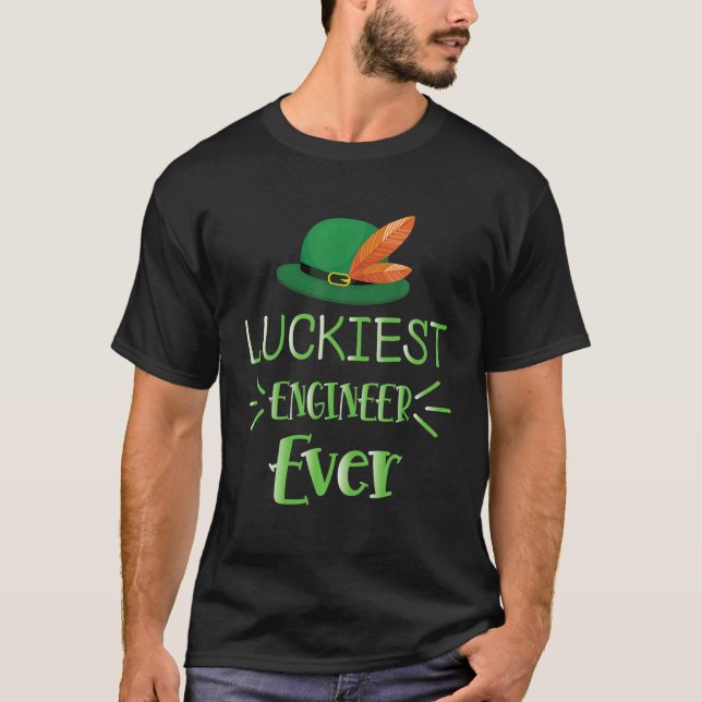 St Patrick's Day Luckiest Engineer Ever Kleeblatt  T-Shirt (Vorderseite)