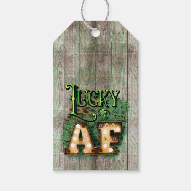 St. Patrick's Day Lucky AF Irish Marquee Lights Geschenkanhänger (Vorderseite)