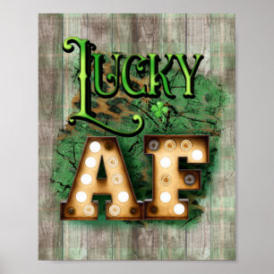 St. Patrick's Day Lucky AF Irish Marquee Lights Poster