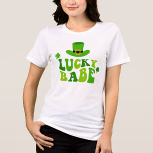 St Patricks Day Lucky Babe Green Kleeblatts irisch Tri-Blend Shirt