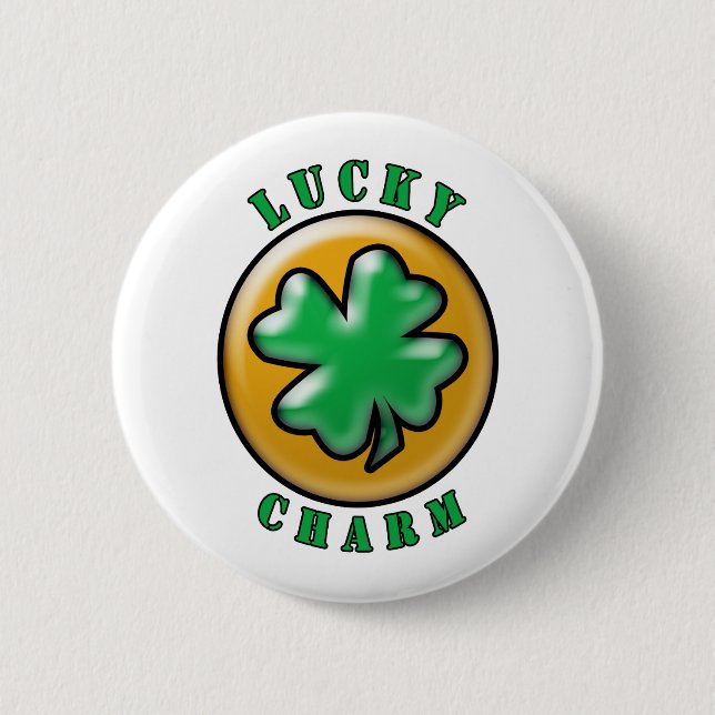 St. Patrick's Day Lucky Charm 4 Leaf Klee Button (Vorderseite)