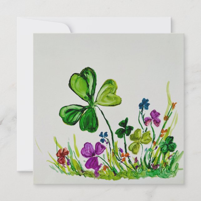 St Patrick's Day Lucky Clover Feiertagskarte (Vorderseite)