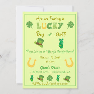 St Patrick's Day Lucky Clover Gender Reveal Einladung