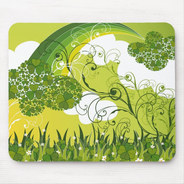 St. Patrick's Day Lucky Clovers Kleeblatt irisch Mousepad (Vorne)
