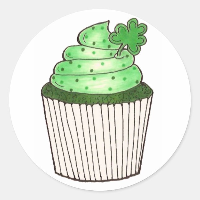 St. Patrick's Day Lucky Cupcakes Runder Aufkleber (Vorderseite)