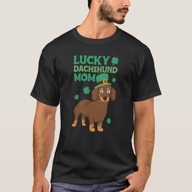 St Patrick's Day Lucky Dachshund Mom T-Shirt (Vorderseite)
