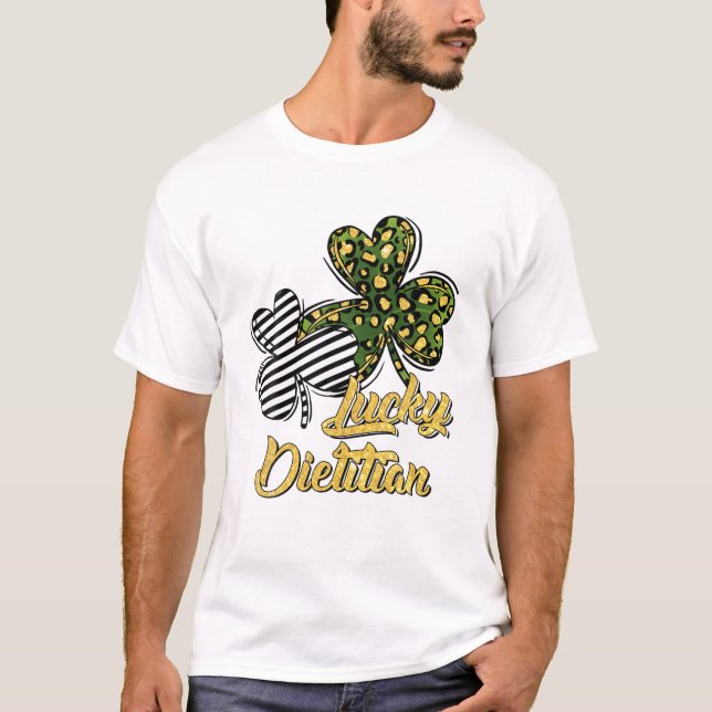 St Patrick's Day Lucky Dietitian Clover Kleeblatt T-Shirt (Vorderseite)