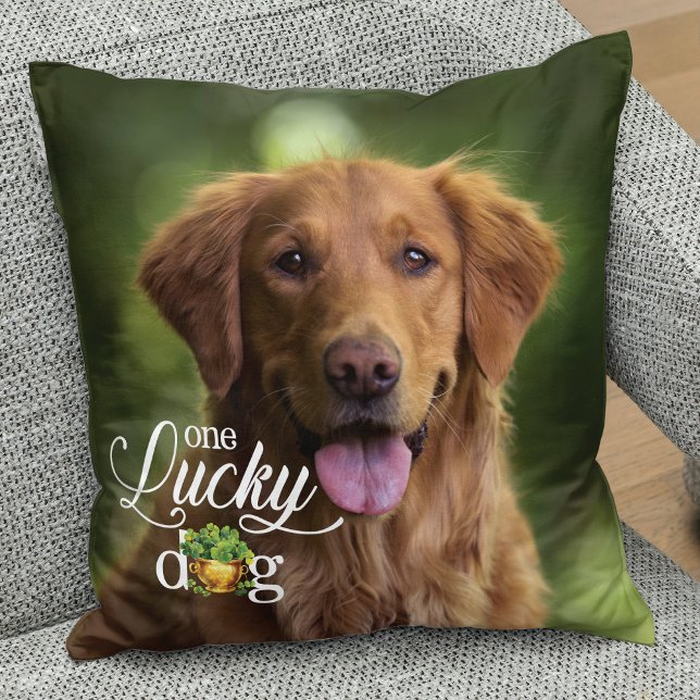 St. Patrick's Day Lucky Dog Custom Foto Kissen (Von Creator hochgeladen)