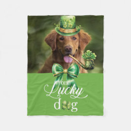 St. Patrick's Day Lucky Dog Funny Custom Foto Fleecedecke