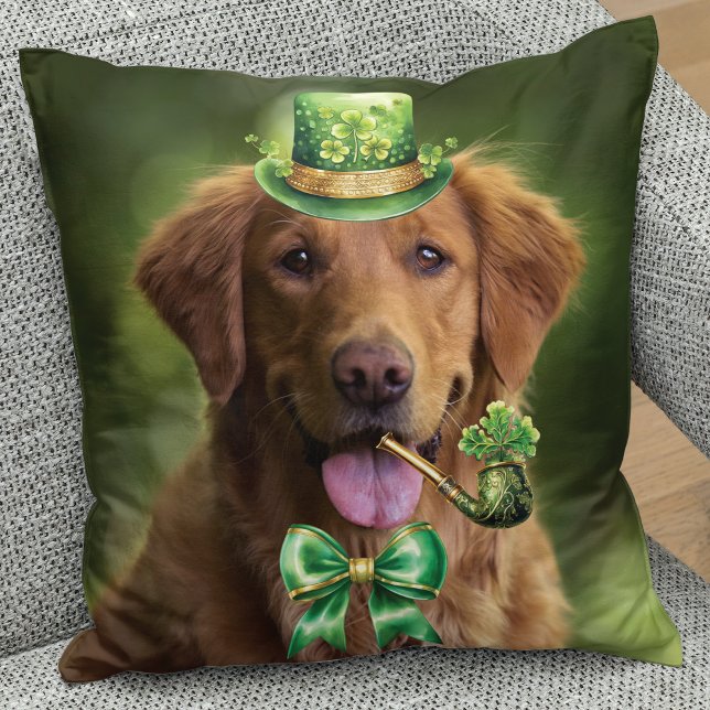 St. Patrick's Day Lucky Dog Funny Custom Foto Kissen (Von Creator hochgeladen)