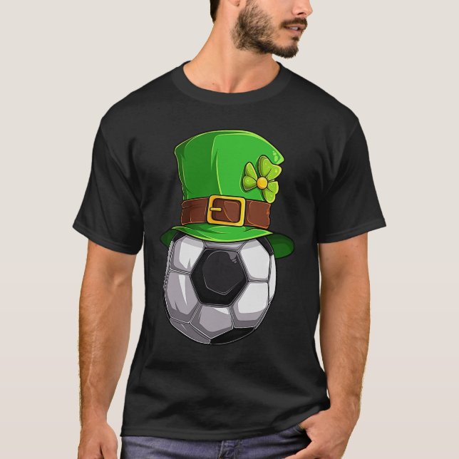 St Patrick's Day Lucky Fußball Ball mit Leprechaun T-Shirt (Vorderseite)