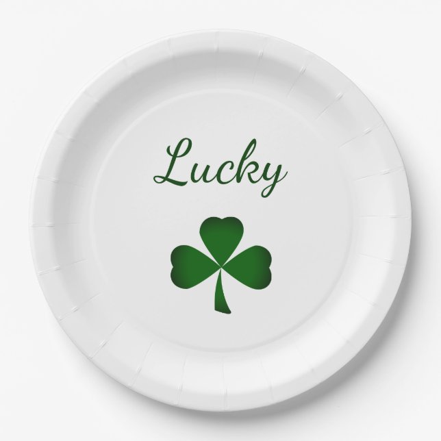 St. Patrick's Day Lucky Green Kleeblatt Pappteller (Vorderseite)