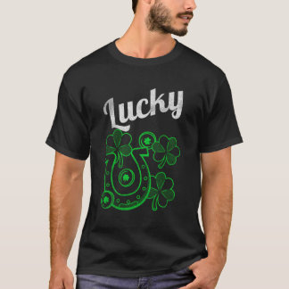 St Patrick's Day Lucky Horseshoe Vier-Leaf C T-Shirt