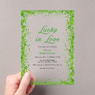 St. Patricks Day Lucky in Love Brautparty Acryleinladungen