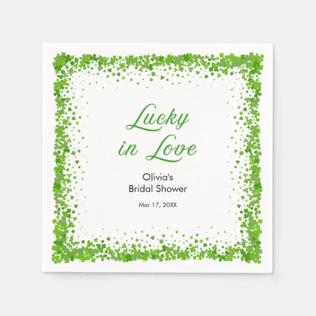 St. Patricks Day Lucky in Love Brautparty  Serviette (Vorderseite)
