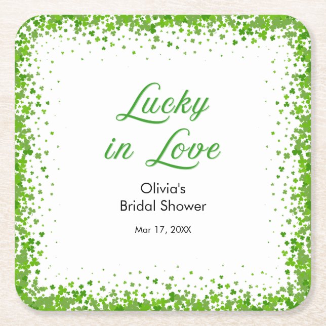 St Patrick's Day Lucky in Love Bridal Shower  Rechteckiger Pappuntersetzer (Vorderseite)