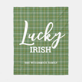 St Patrick's Day Lucky Irish Green Family Monogram Fleecedecke