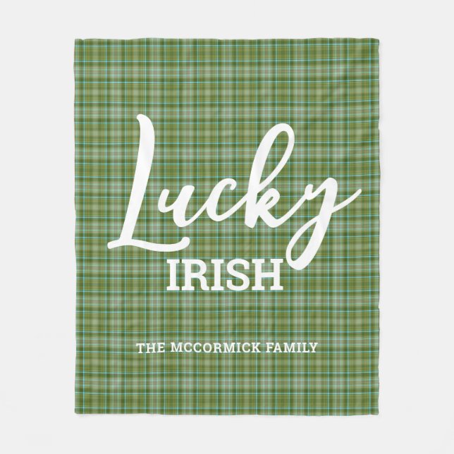 St Patrick's Day Lucky Irish Green Family Monogram Fleecedecke (Vorderseite)