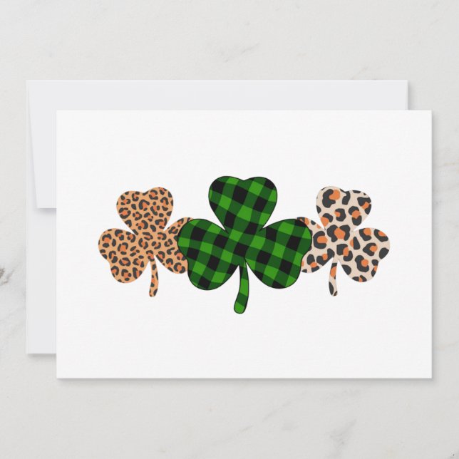 St Patricks Day Lucky Irish Green Kariert Kleeblat Einladung (Vorderseite)