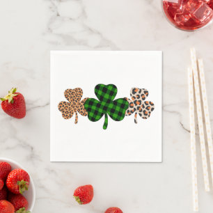 St Patricks Day Lucky Irish Green Kariert Kleeblat Serviette