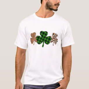 St Patricks Day Lucky Irish Green Kariert Kleeblat T-Shirt