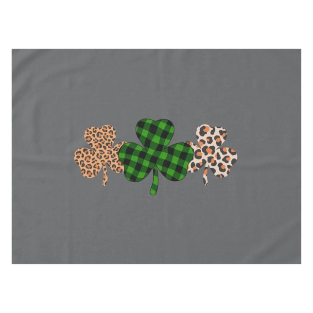 St Patricks Day Lucky Irish Green Kariert Kleeblat Tischdecke (Vorderseite (Horizontal))
