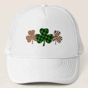 St Patricks Day Lucky Irish Green Kariert Kleeblat Truckerkappe