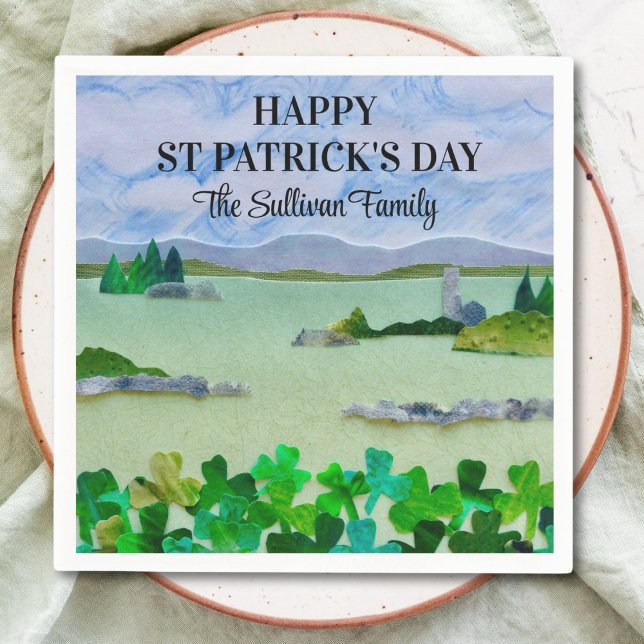 St Patrick's Day Lucky Kleeblatt Individuelle Name Serviette (Von Creator hochgeladen)