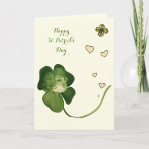 ST PATRICK'S DAY LUCKY KLEEBLATT LADIES with HEART Karte