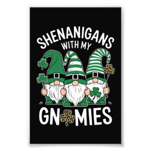 St Patricks Day Lucky Kleeblatt Leopard Gnomes Fotodruck