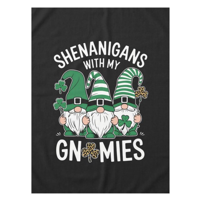 St Patricks Day Lucky Kleeblatt Leopard Gnomes Tischdecke (Vorderseite)