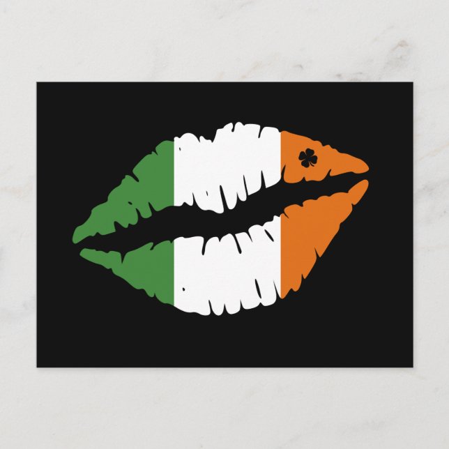 St. Patrick's Day Lucky Kleeblatt Lips Il Postkarte (Vorderseite)