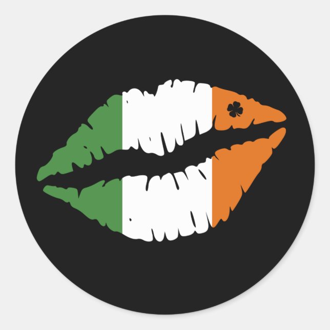 St. Patrick's Day Lucky Kleeblatt Lips Il Runder Aufkleber (Vorderseite)