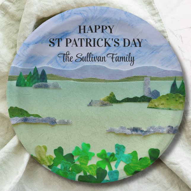 St Patrick's Day Lucky Kleeblatt Personalisiert Pappteller (Von Creator hochgeladen)