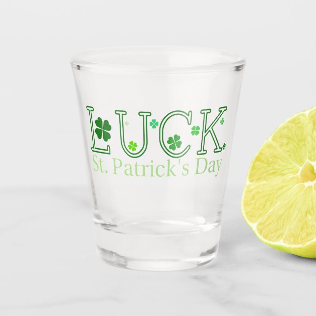 St Patrick's Day Lucky Kleeblatts Schnapsglas (Vorderseite)
