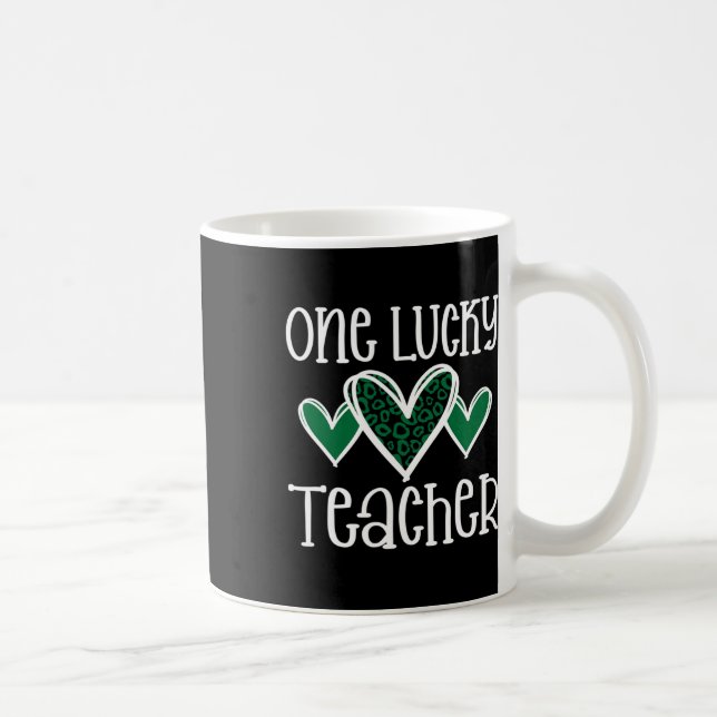 St. Patricks Day Lucky Lehrer Leopard Print Heart Kaffeetasse (Rechts)