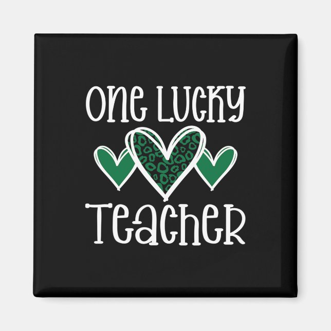 St. Patricks Day Lucky Lehrer Leopard Print Heart Magnet (Vorne)