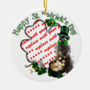St Patrick's Day Lucky Meerkat Kleeblatt Rahmen Keramik Ornament
