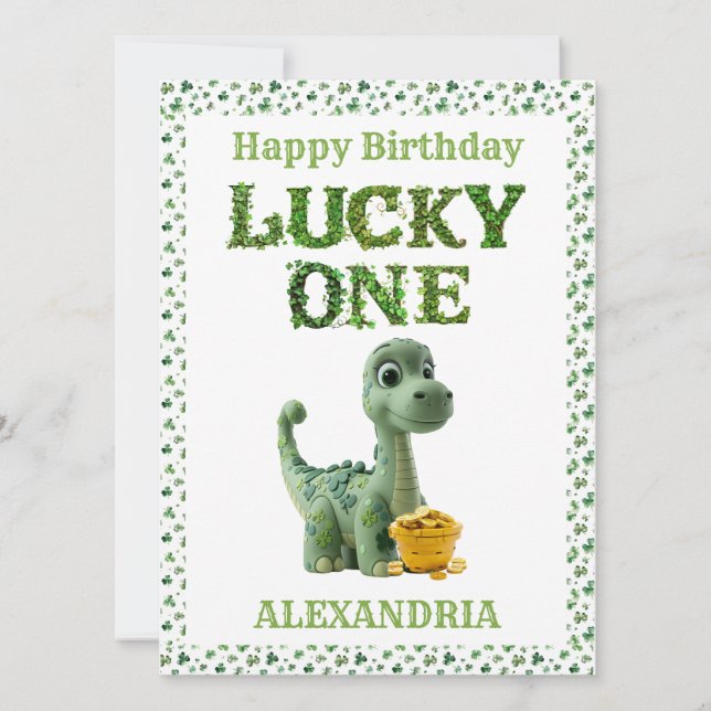 St Patrick's Day Lucky One Dinosaur Card (Vorderseite)