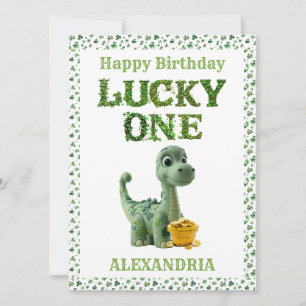 St Patrick's Day Lucky One Dinosaur Card