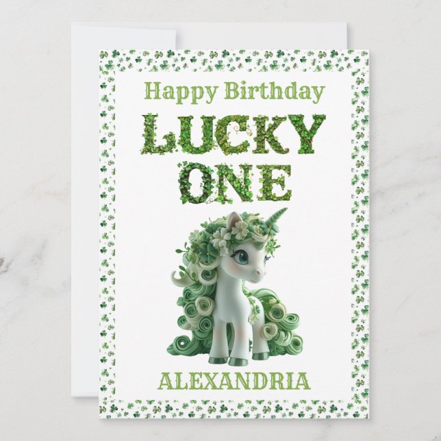St Patrick's Day Lucky One Einhorn Card (Vorderseite)