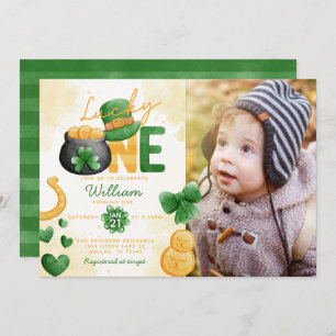 St Patricks Day Lucky ONE Einladung zum 1. Geburts