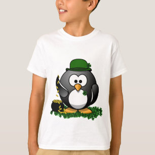 St. Patrick's Day Lucky Pinguin mit Pot Of Gold T-Shirt